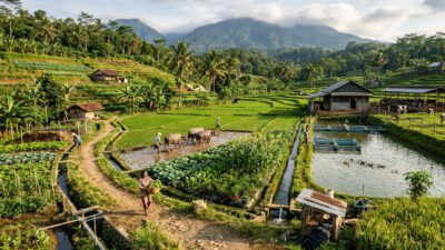 ilustrasi sistem pertanian terpadu