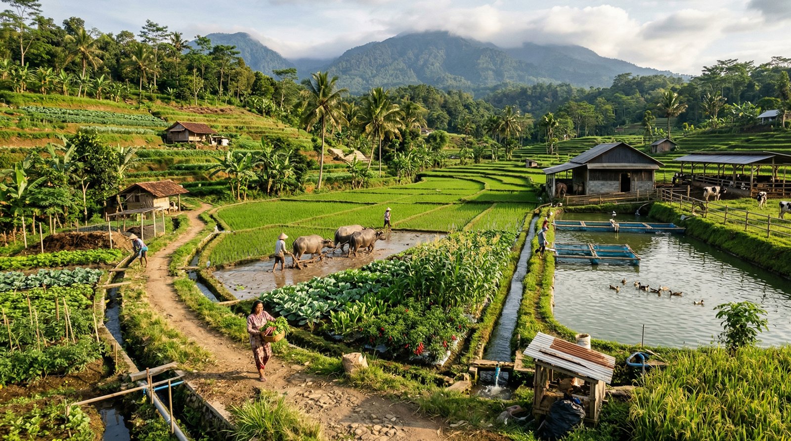 ilustrasi sistem pertanian terpadu