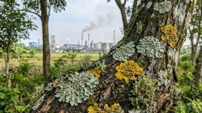 ilustrasi Lichenes Bioindikator Kualitas Udara di Kawasan Industri