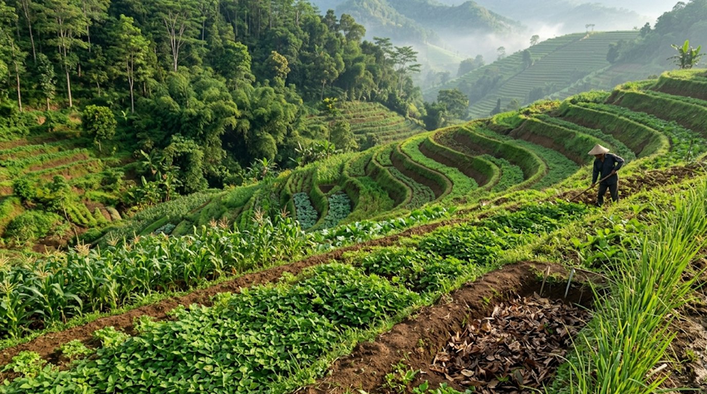 ilustrasi Strategi Mencegah Erosi Lahan Miring