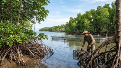 ilustrasi fungsi mangrove rhizophora
