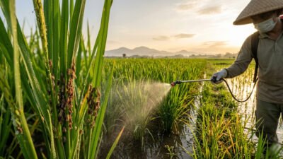 ilustrasi mengatasi wereng coklat padi