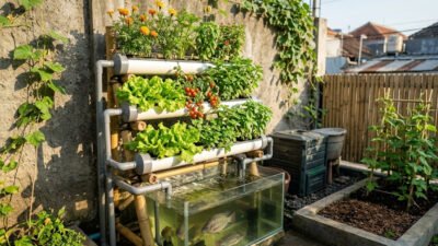 ilustrasi pertanian berkelanjutan di lahan sempit